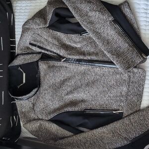 WHBM Faux Leather Tweed Moto Jacket Sz 4